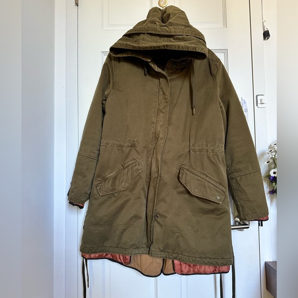 Like New Maison Scotch Side Tie Layered Parka - Size L - Picture 3 of 10
